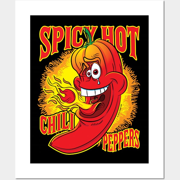 Spicy Flaming Red Hot Chili Peppers Wall Art by eShirtLabs